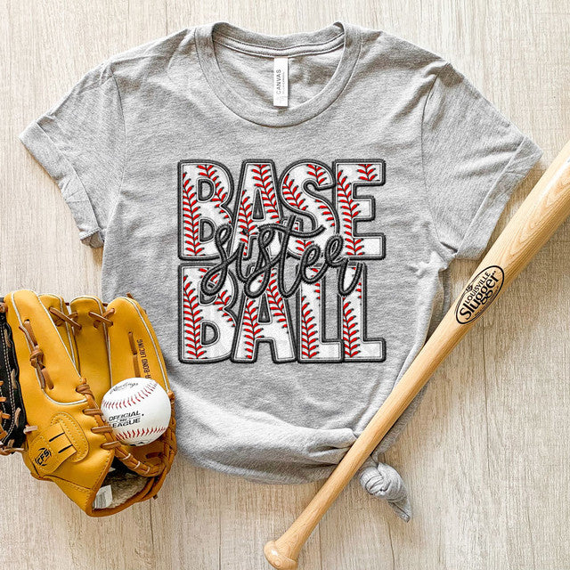 Baseball Sister Faux Embroidery