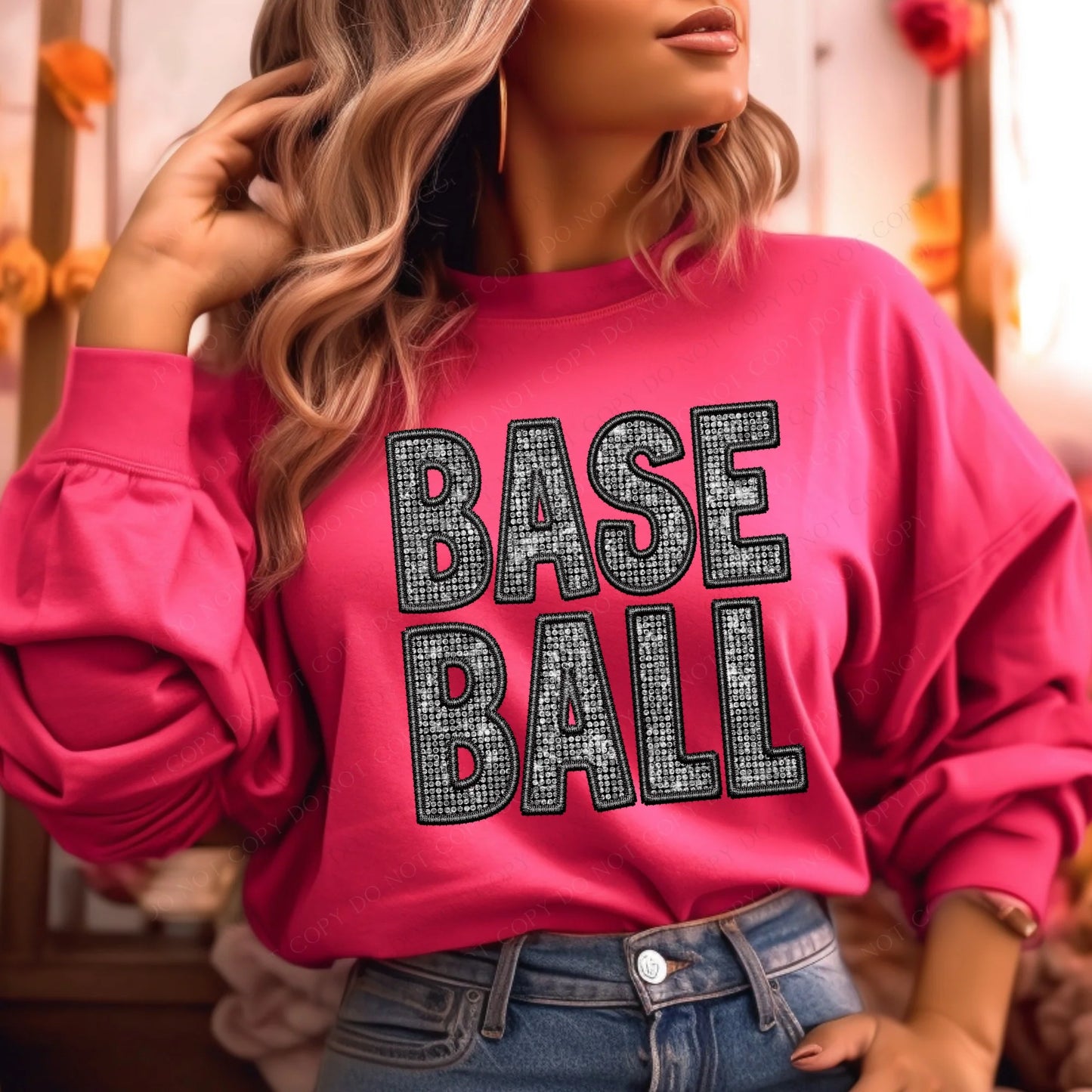 Baseball (faux diamond bling embroidered look)