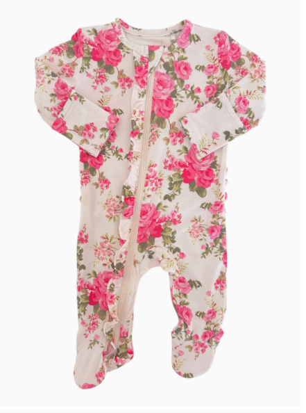 2-Way Zip Ruffle Footie, Country Daydream