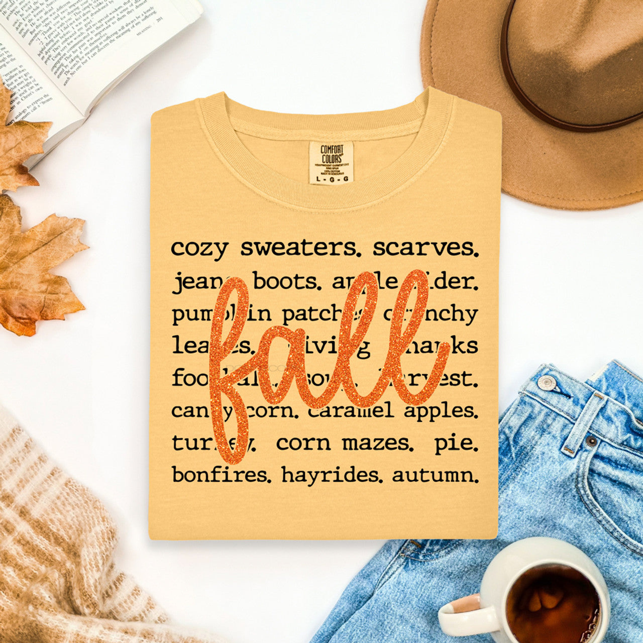 Faux Glitter Fall Words