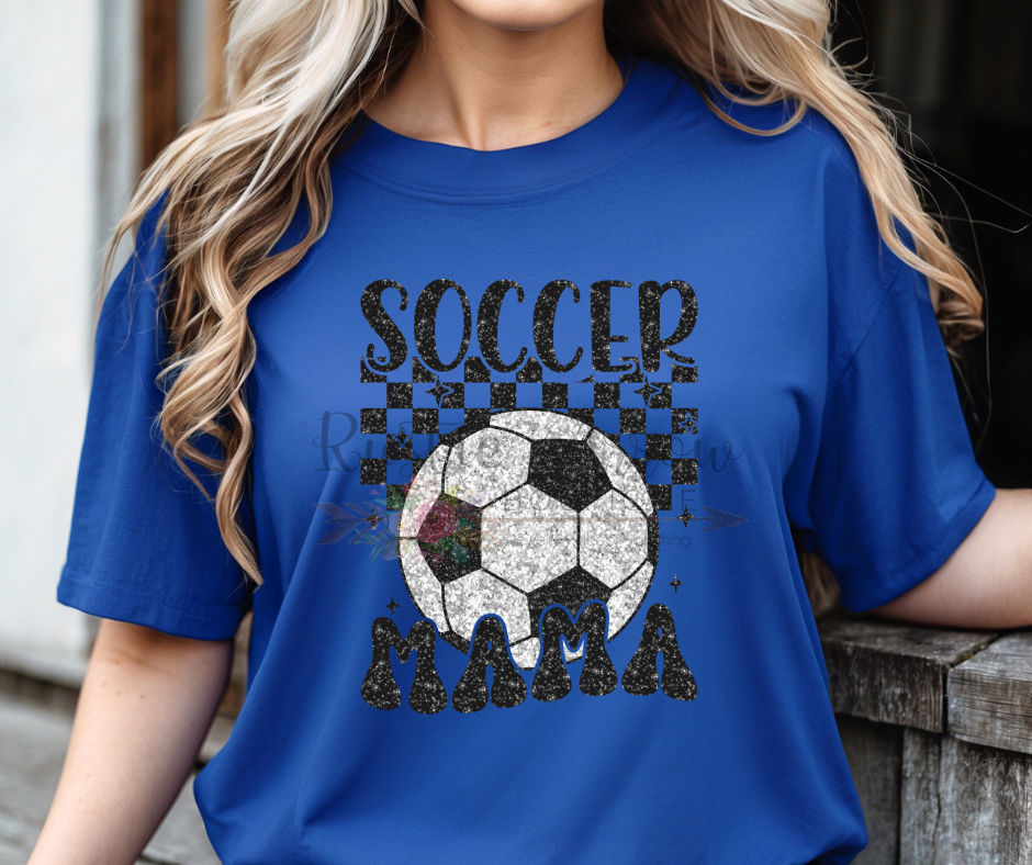 Faux Glitter Soccer Mom