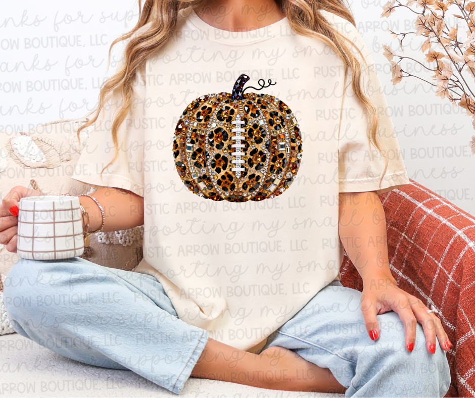 Faux Rhinestone Football Pumpkin
