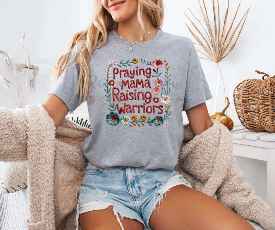 Faux Yarn Praying Mama Raising Warriors Burgundy