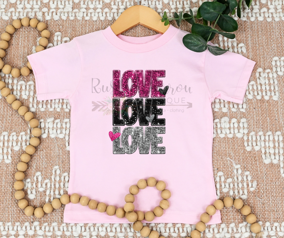 Faux Glitter Love Stacked