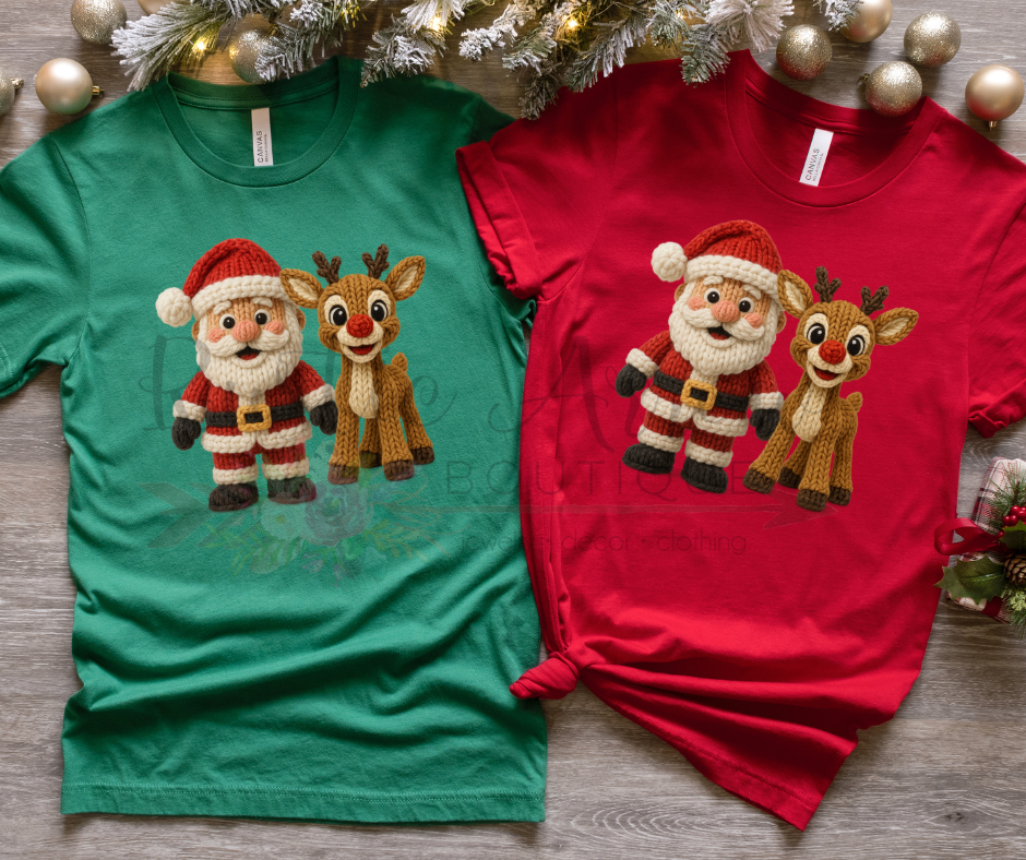 Faux Crochet Santa and Rudoloph
