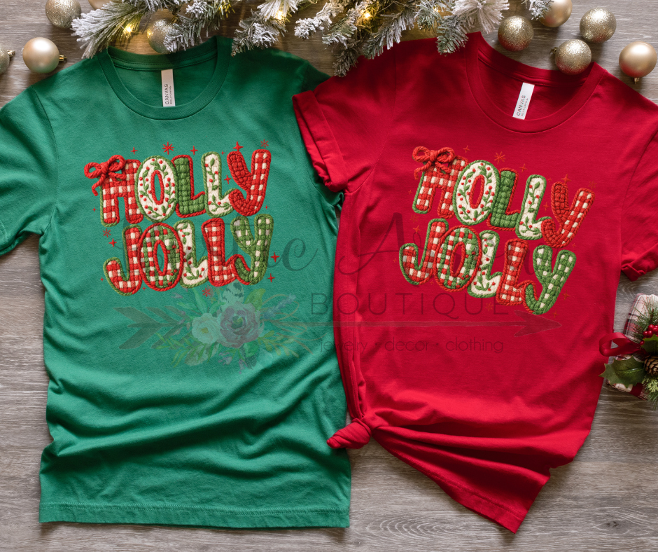 Faux Yarn Holly Jolly Red and Green