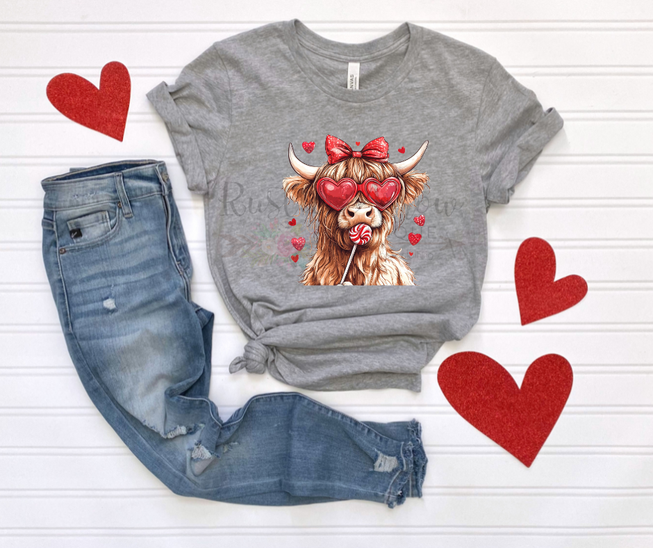 Highland Cow Valentines Day Sequins