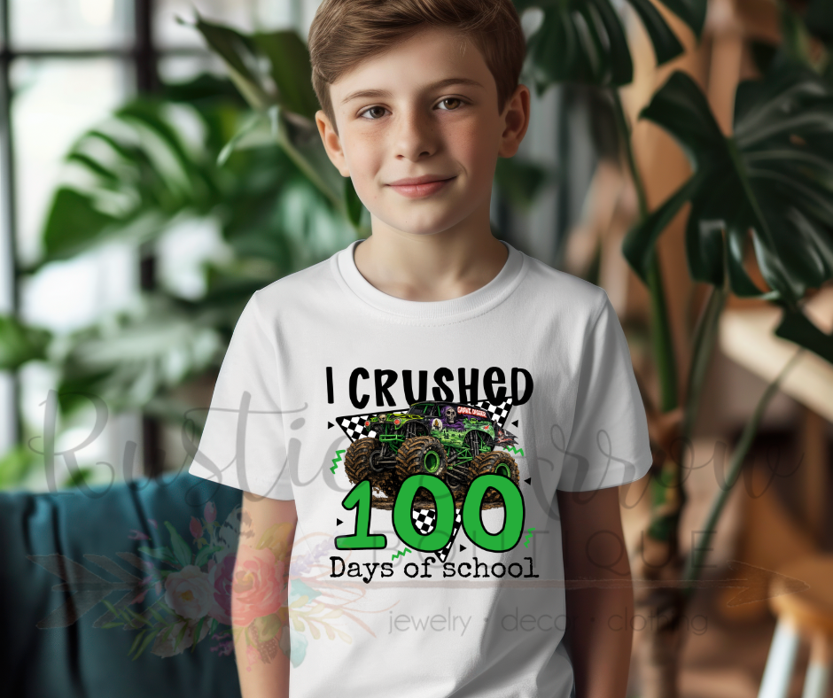 I Crushed 100 Days of School Green Truck