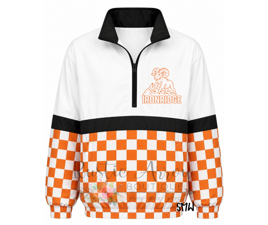 Pre-Order-Ironridge White top, Orange and White Checkered bottom