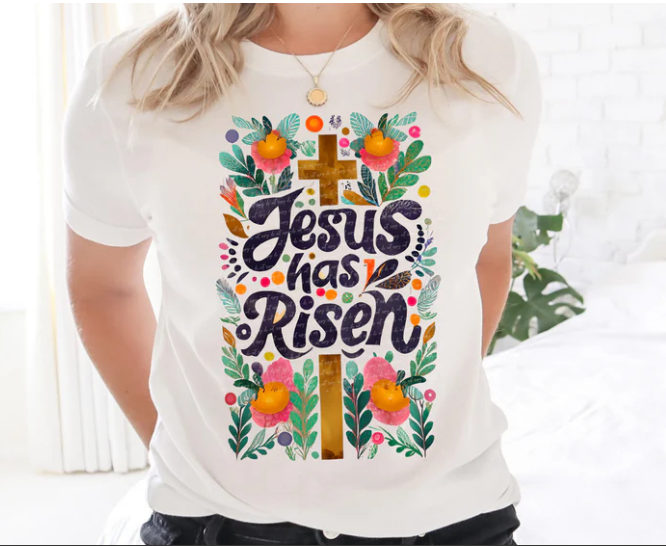 Jesus Has Risen Cross Floral
