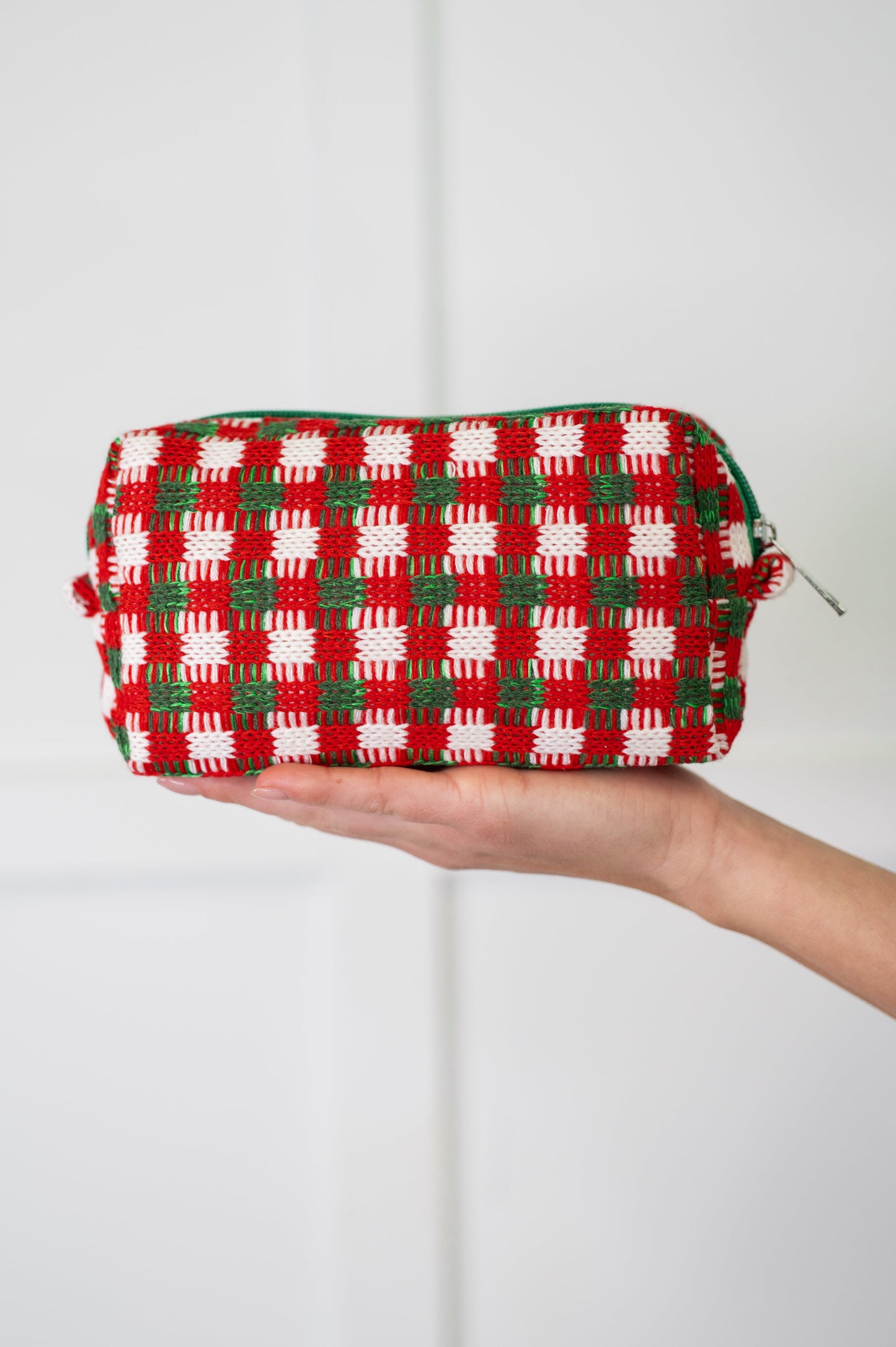 Jolly Holiday Textured Woven Zip Bag