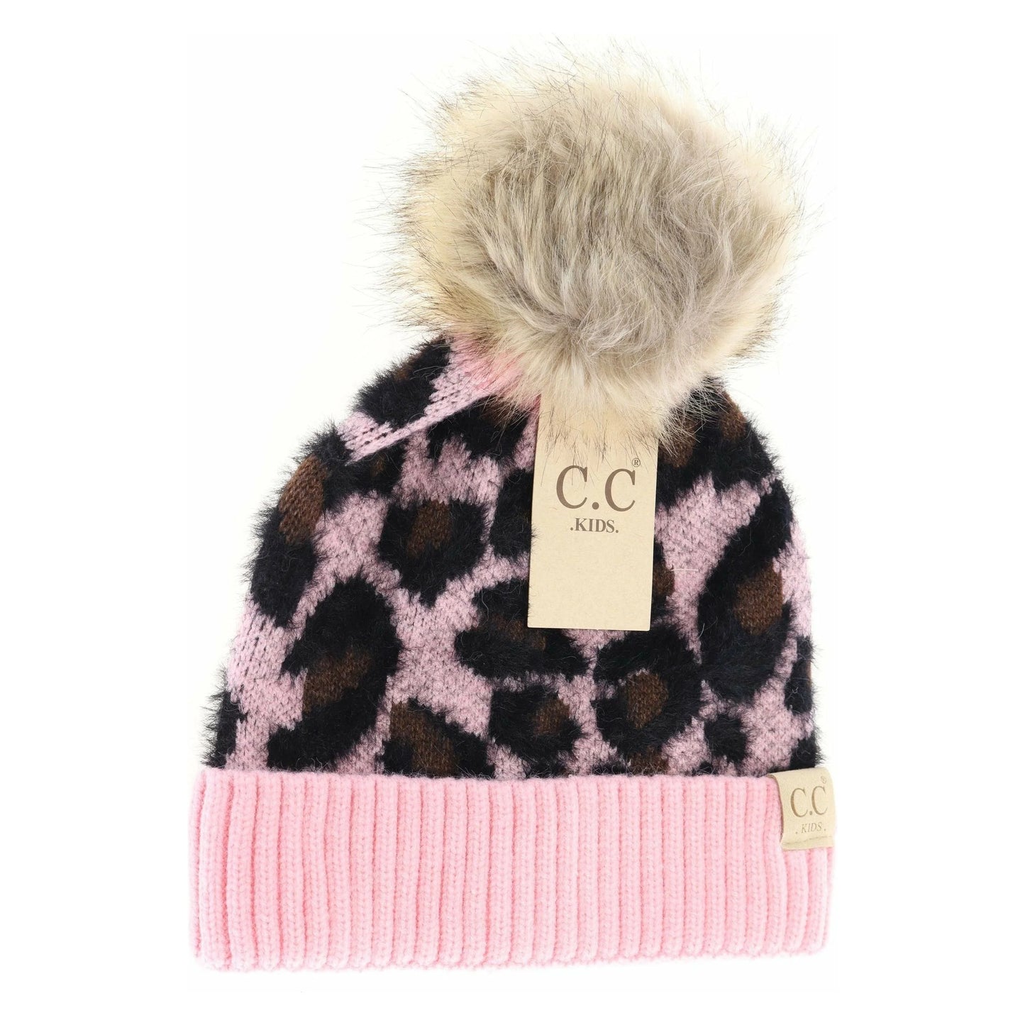 Leopard Pom Beanie Kids