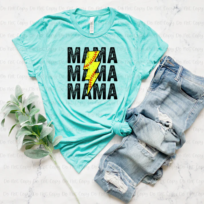 Mama Softball Lightning Bolt
