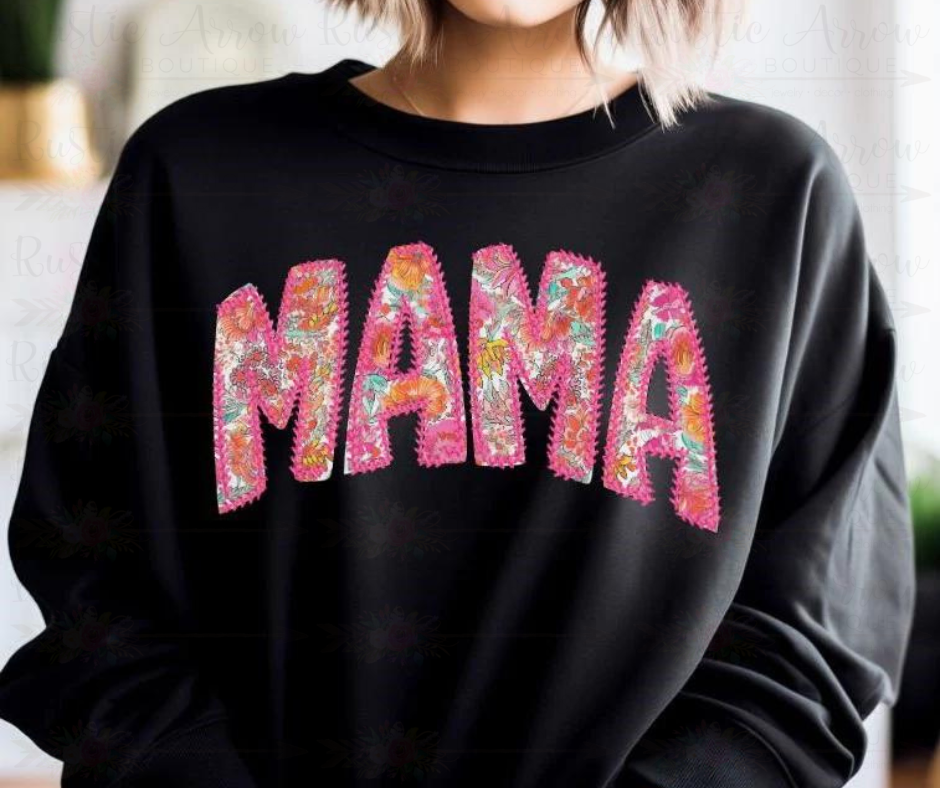 Mama (faux embroidery stitch look)
