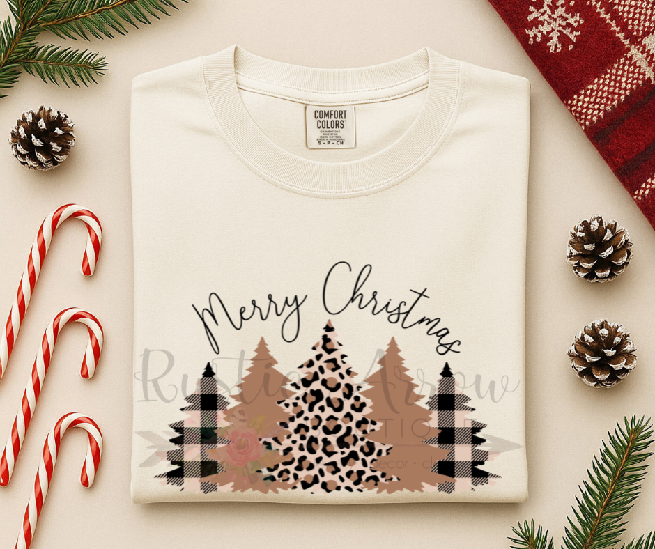 Merry Christmas Brown Leopard Trees