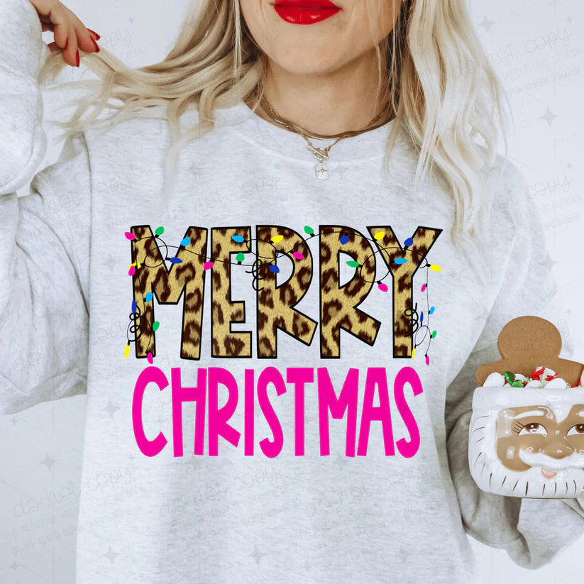 Merry Christmas Leopard with Pink