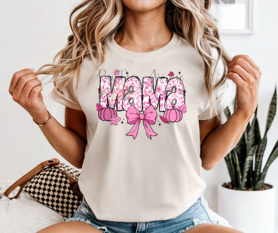 Pink Floral Mama with Pumpkins