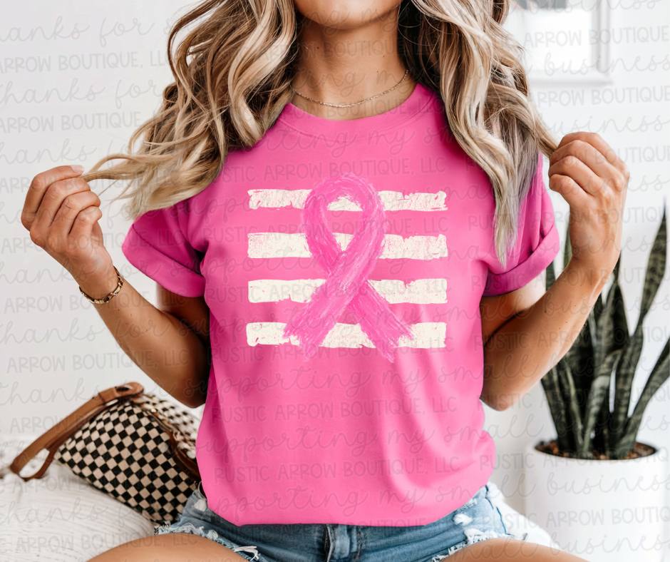 Pink Ribbon with Stripes