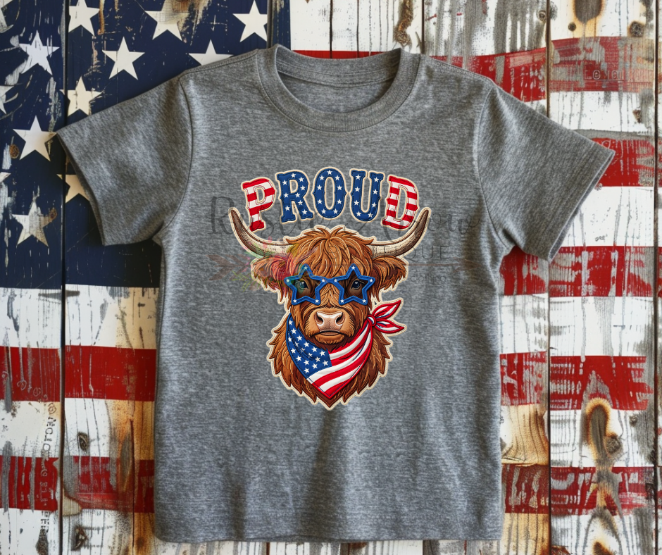 Proud Patriotic Highland Cow