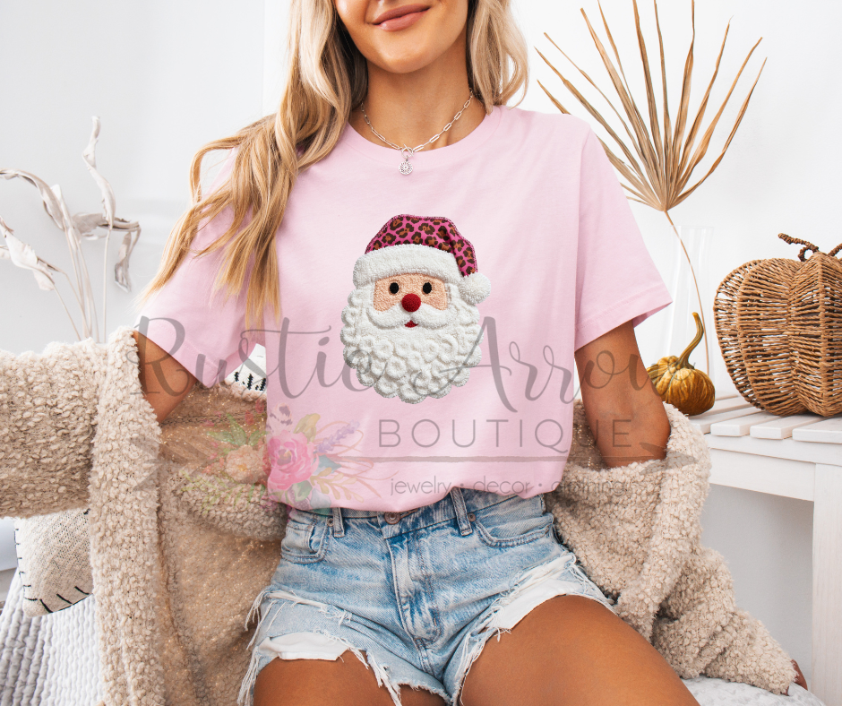 Santa with Pink Leopard Hat