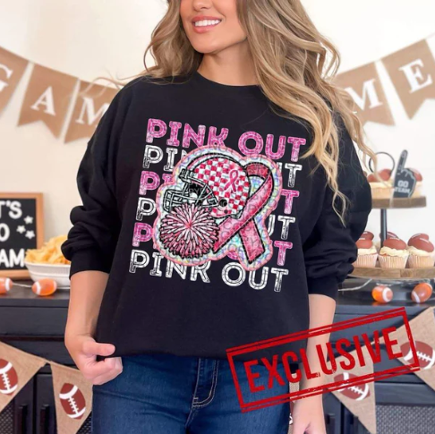 Pink Out cheer with helmet