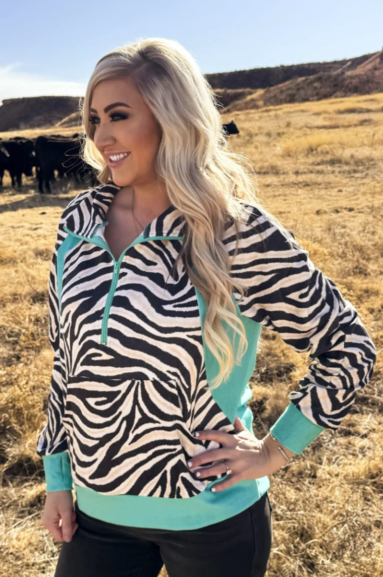 Desert Stripe Turquoise Pullover