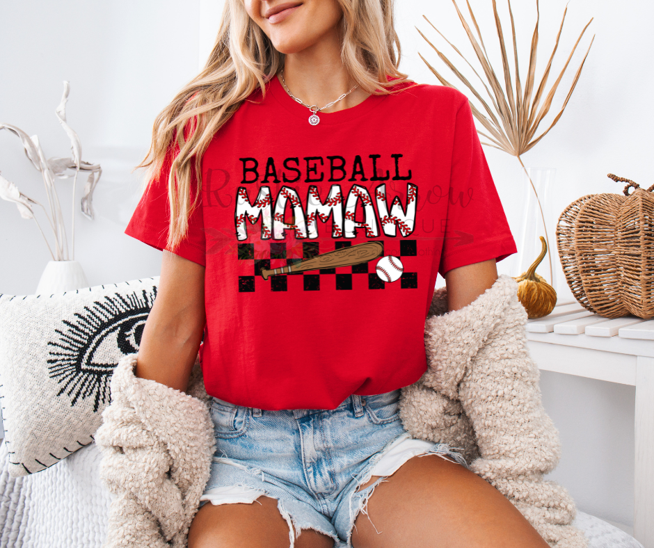 Baseball Mamaw Checkered