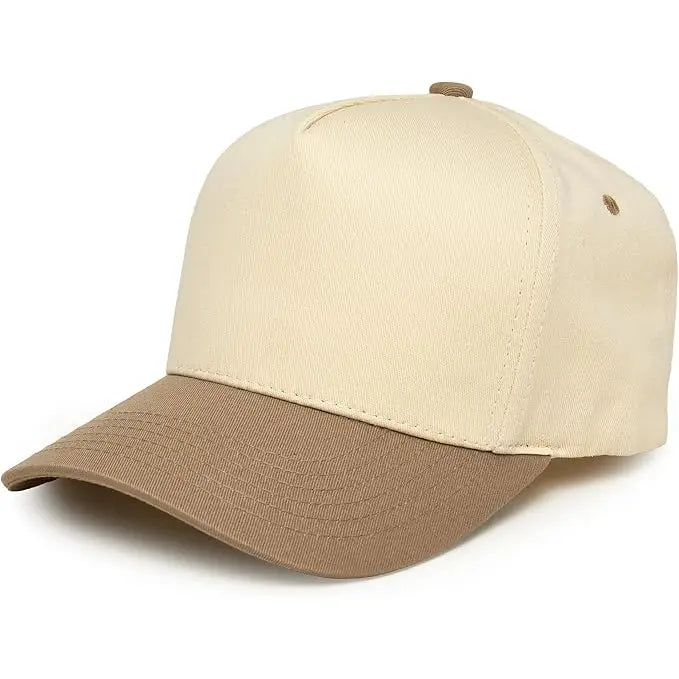 2-Tone Blank Snapback Hat - Khaki/Beige