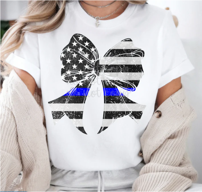 Thin Blue Line distressed bow