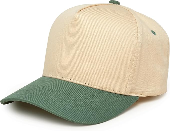 Two Tone Vintage Snapback Hat - Sage/Beige