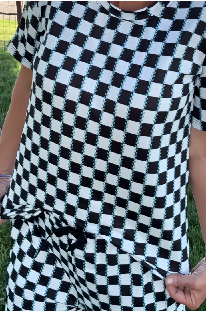 Checked In Turquoise Top