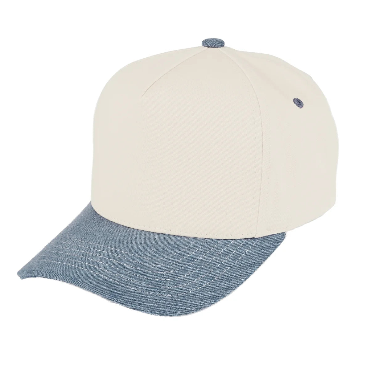 Two Tone Vintage Snapback Hat - Denim/Beige