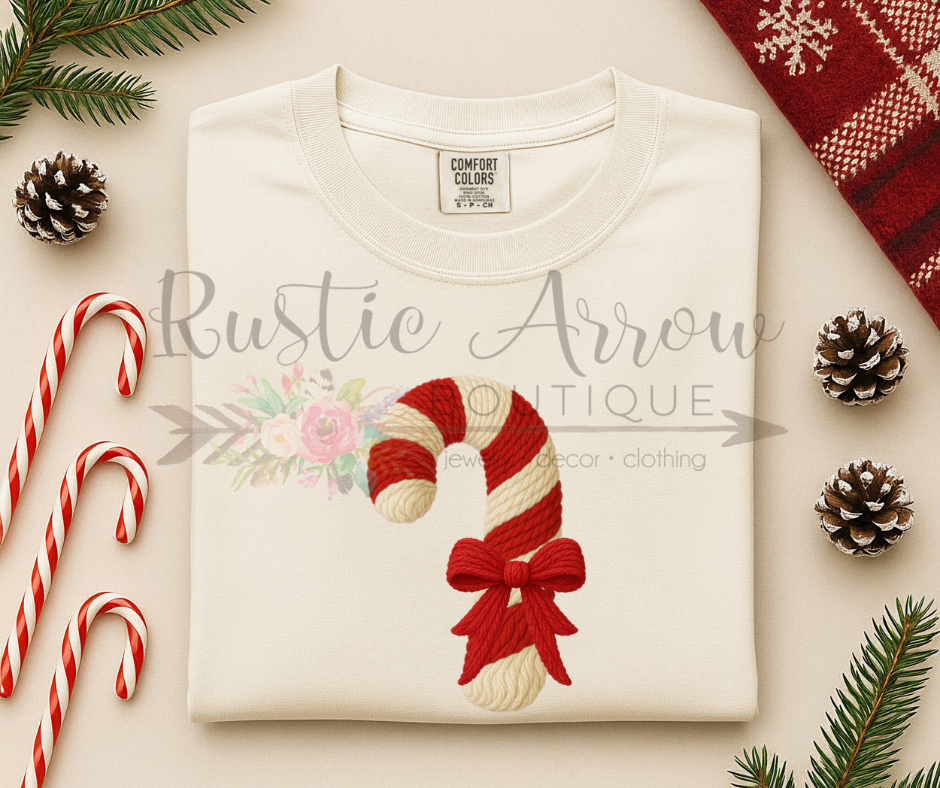 Faux Yarn Candy Cane