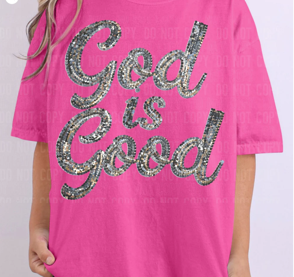 God is good sequins