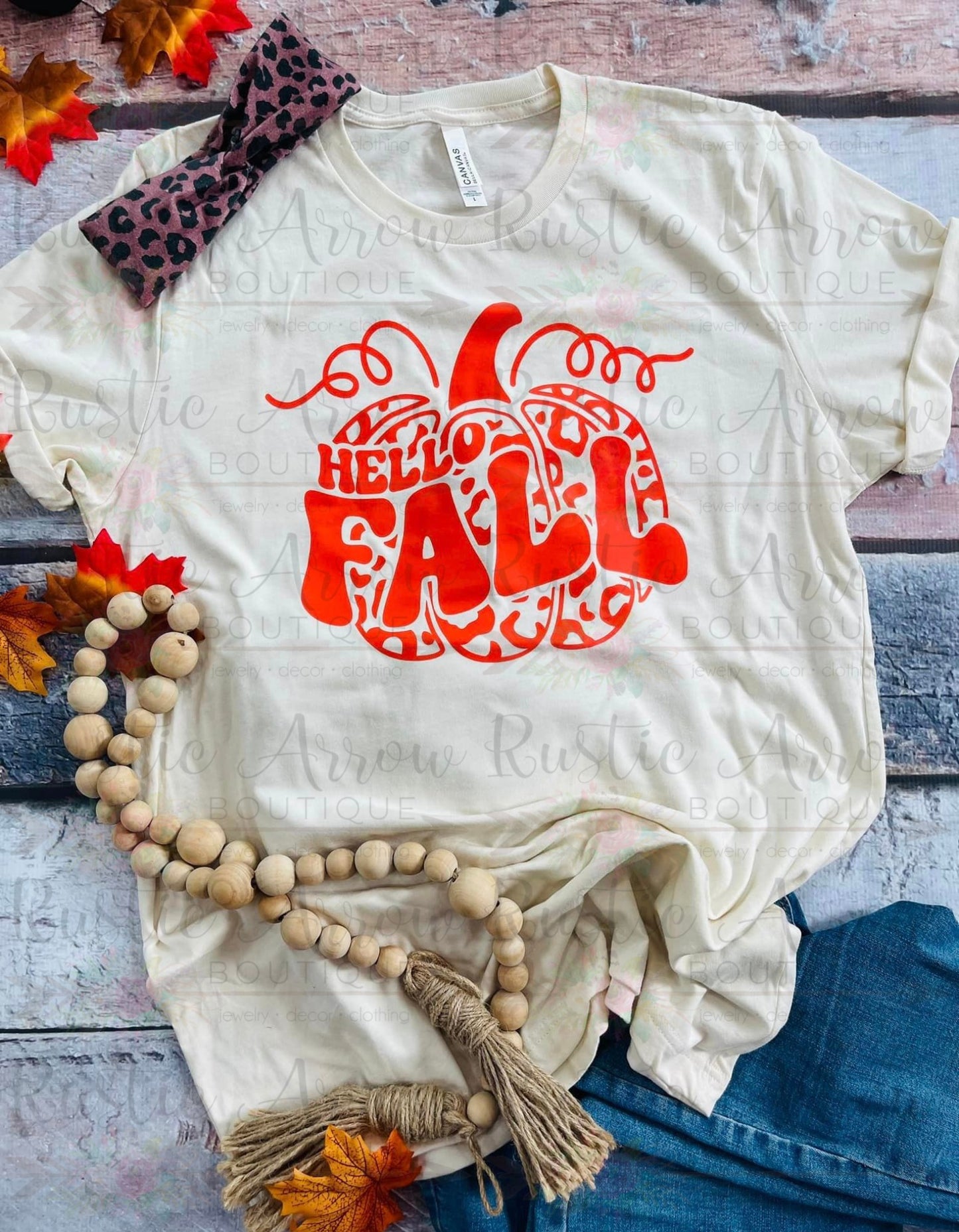 Hello Fall leopard pumpkin