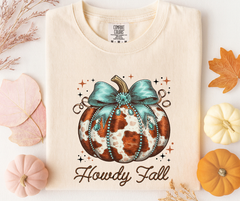 Howdy Fall Cowhide Pumpkin