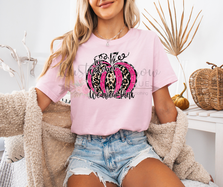 In October We Wear Pink Leopard Pumpkin