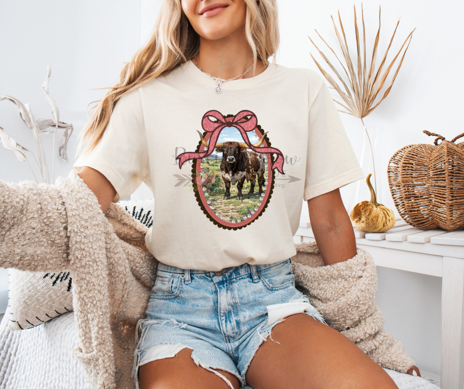 Longhorn with Pink Bow