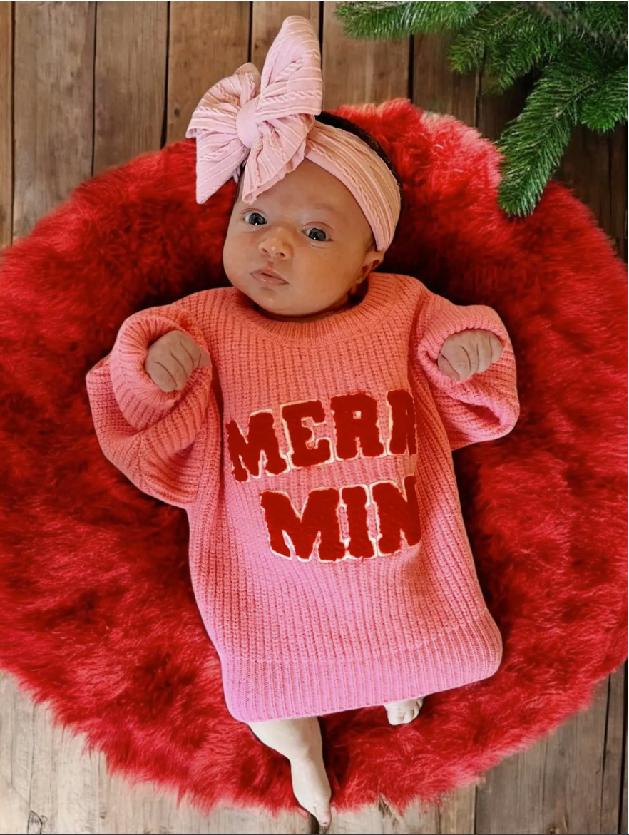 Knit Sweater, Merry Mini Bubblegum