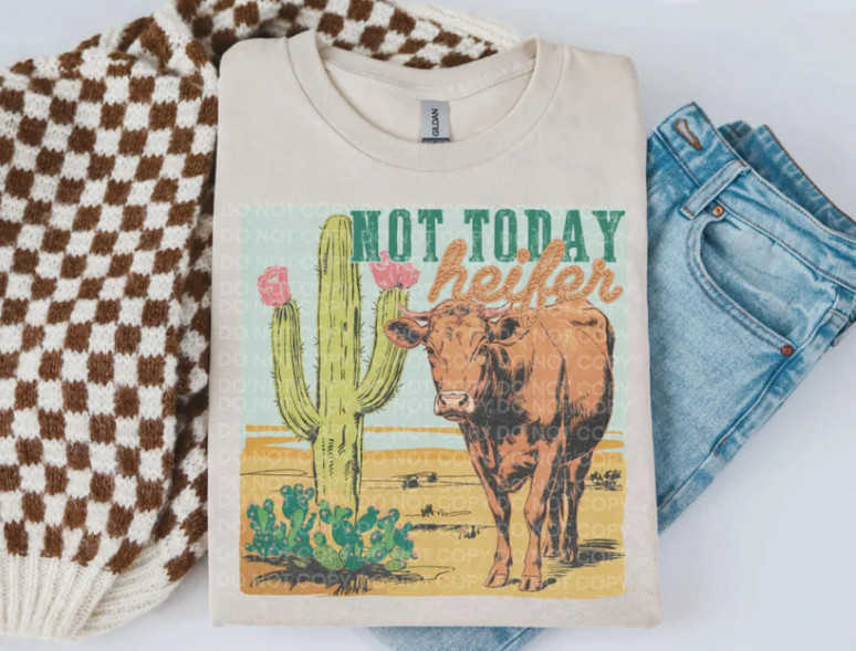Not Today Heifer with cow cactus and boots
