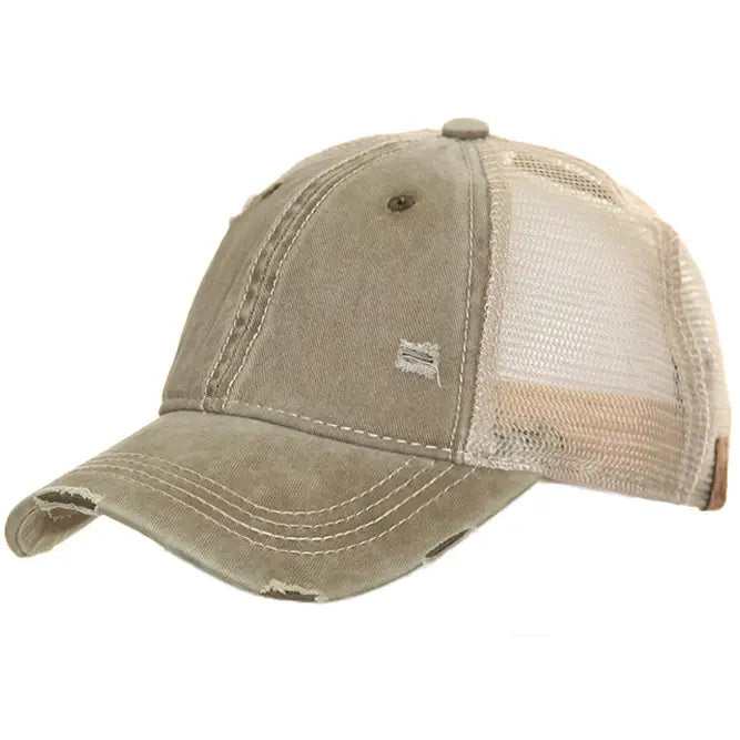 C.C Brand Mesh Back Ponytail Baseball Cap