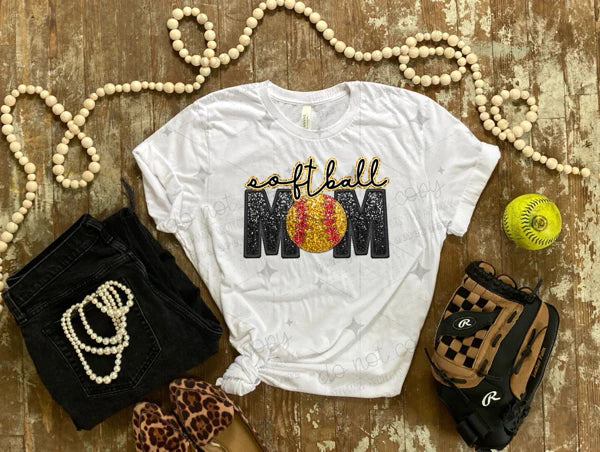 Softball Mom-Faux Glitter