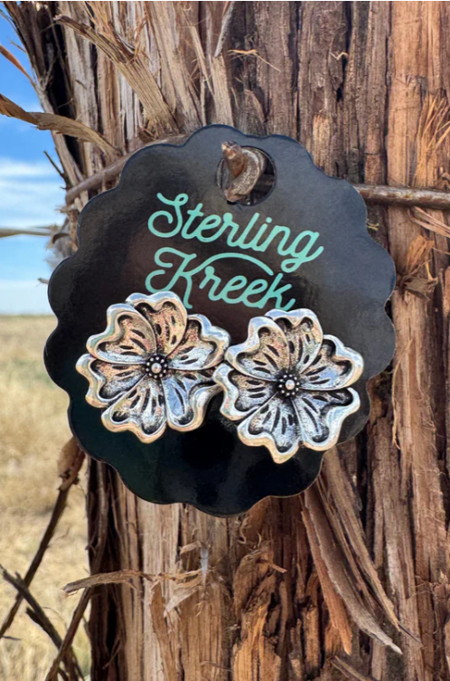 Tooled Flower Earrings (Studs)