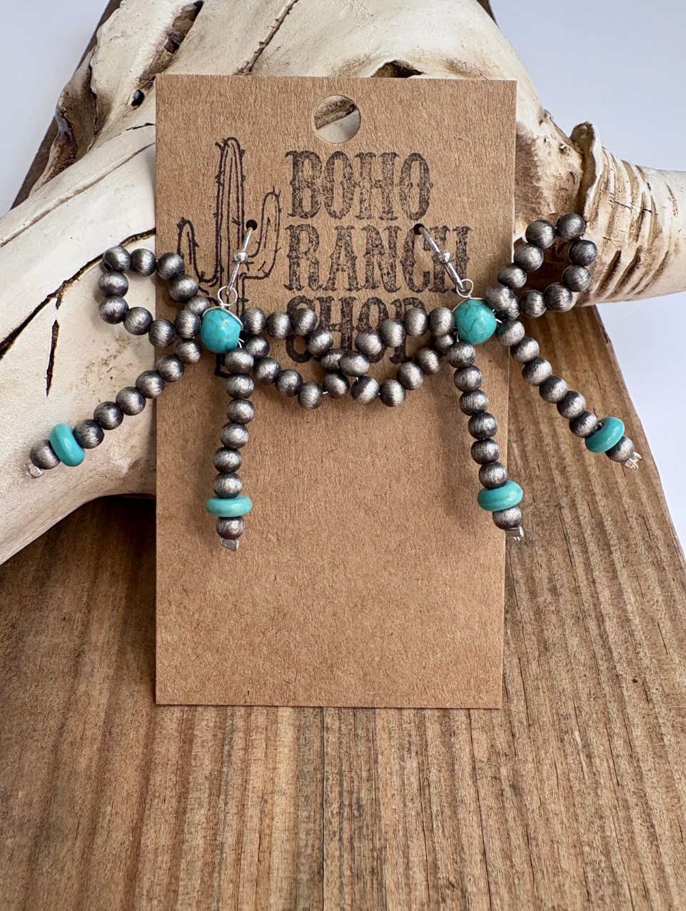 Western Navajo Style Bead Coquette Bow Earrings