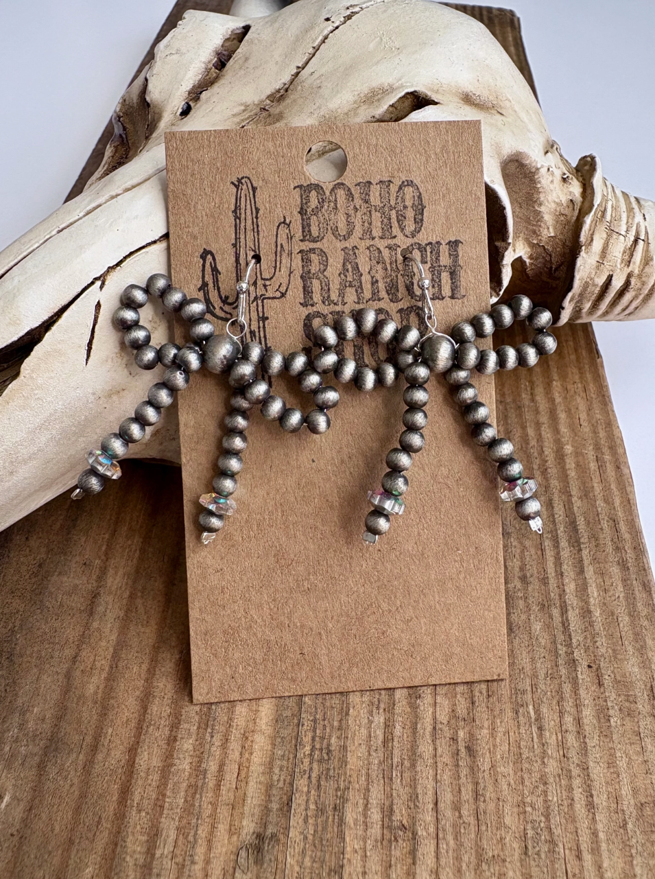 Western Navajo Style Bead Coquette Bow Earrings