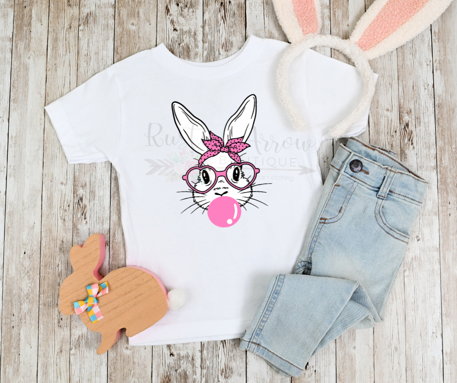 White Easter Bunny with Bubble Gum