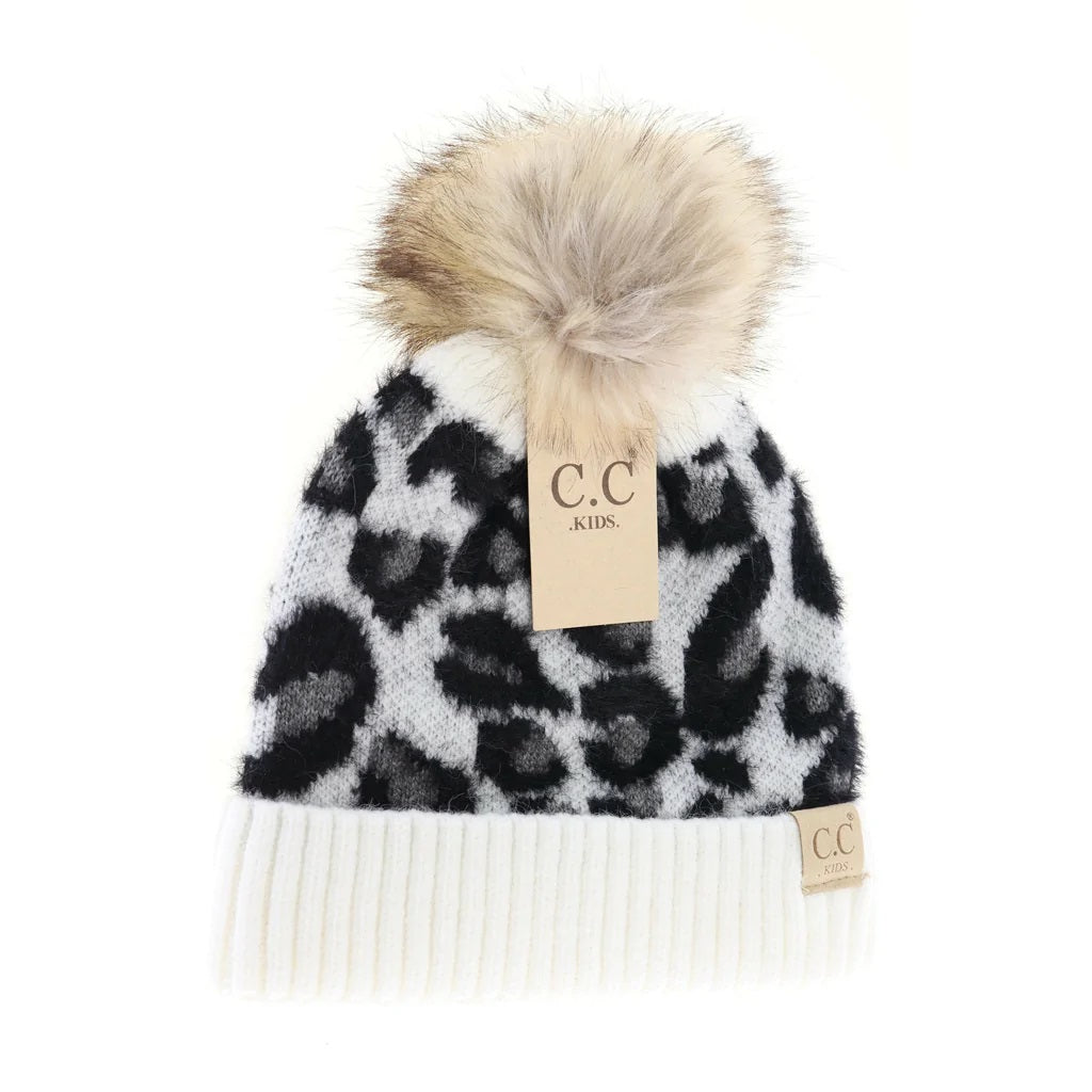 Kids Leopard Pom Pom CC Beanie KIDS2061