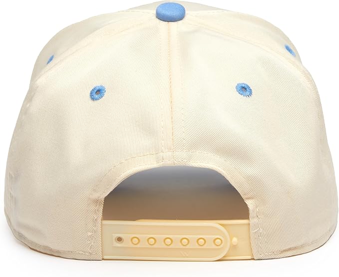 Two Tone Vintage Snapback Hat - Light Blue/Beige