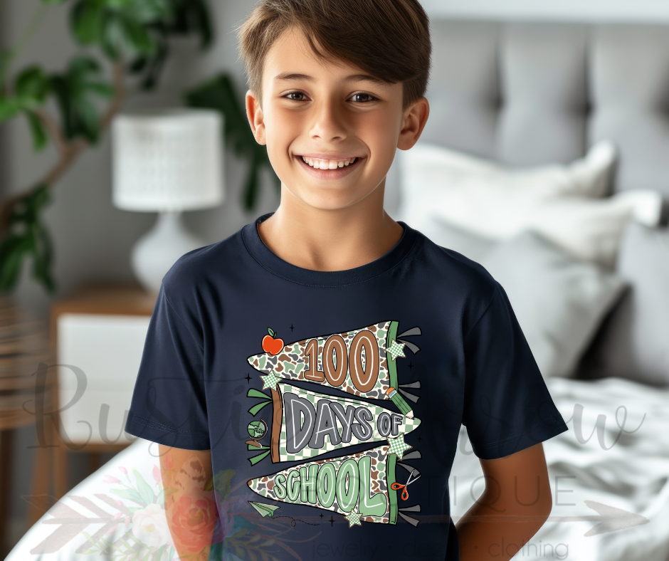 100 Days of School Camo Flags