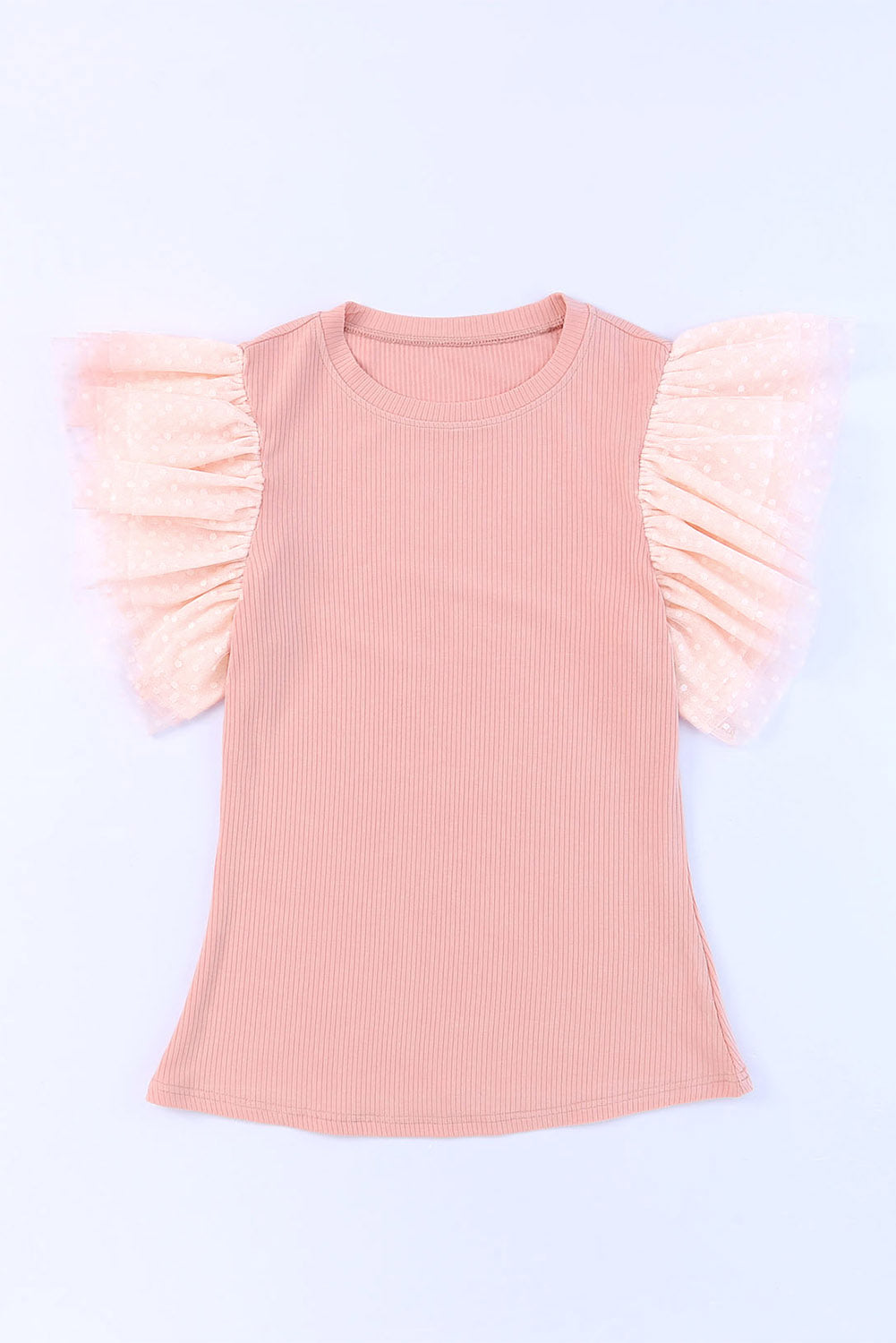 Blush Ruffle Sleeve Ribbed Knit Top